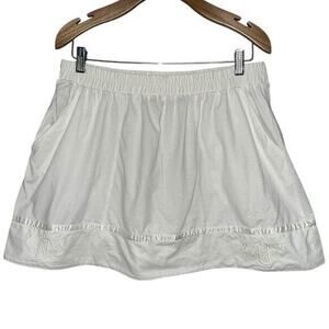 Wimbledon Vintage Womens Size L White Embroidered Logo Cotton Blend Tennis Skirt